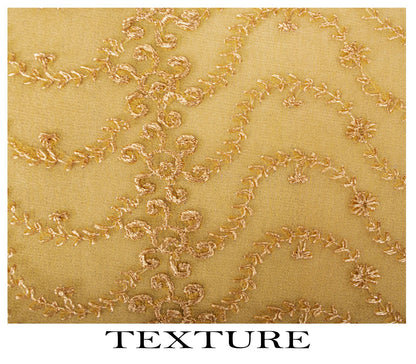 Sanskriti Vintage Dupatta/Stole Yellow Georgette Embroidered Indian Wedding Veil