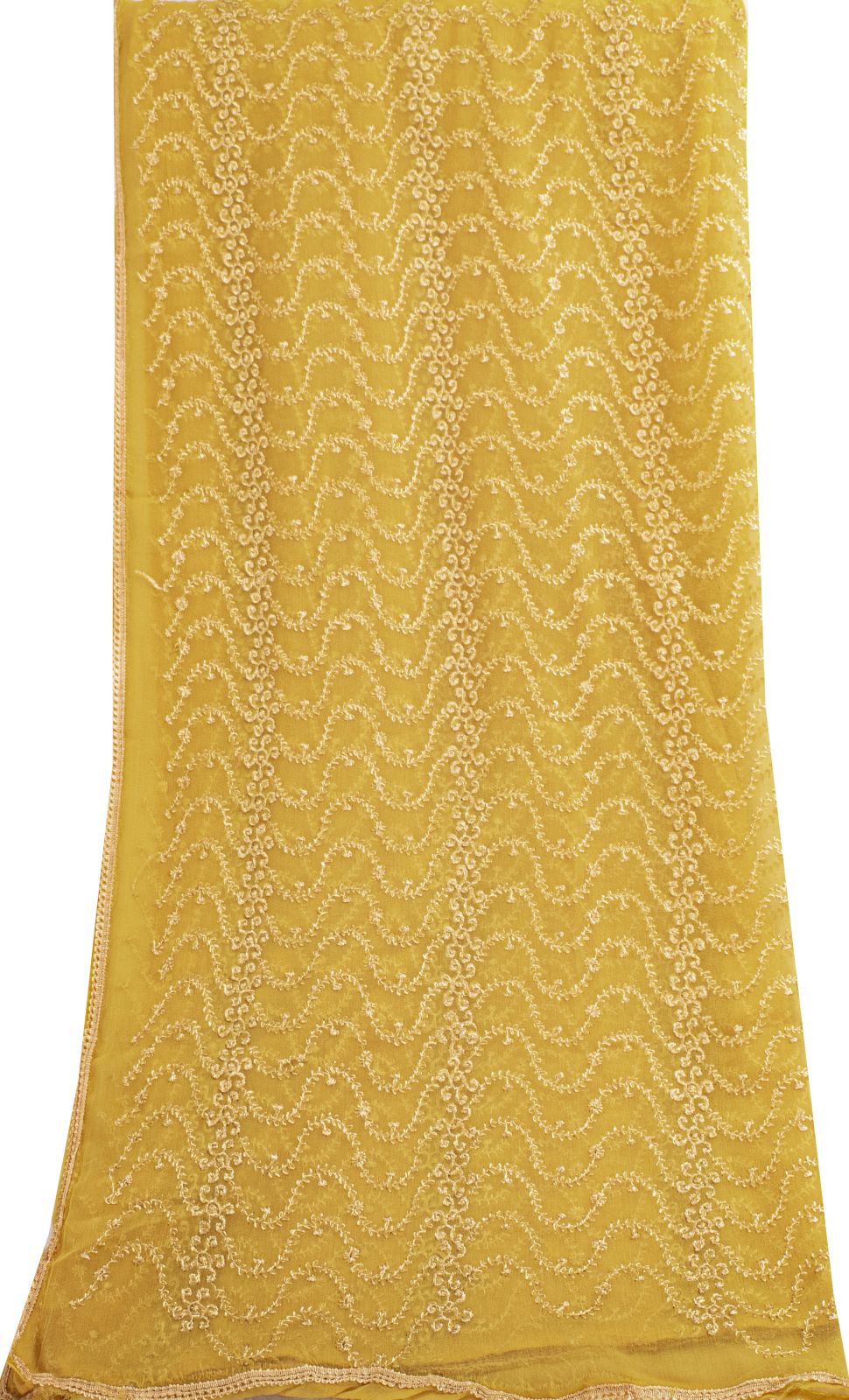 Sanskriti Vintage Dupatta/Stole Yellow Georgette Embroidered Indian Wedding Veil