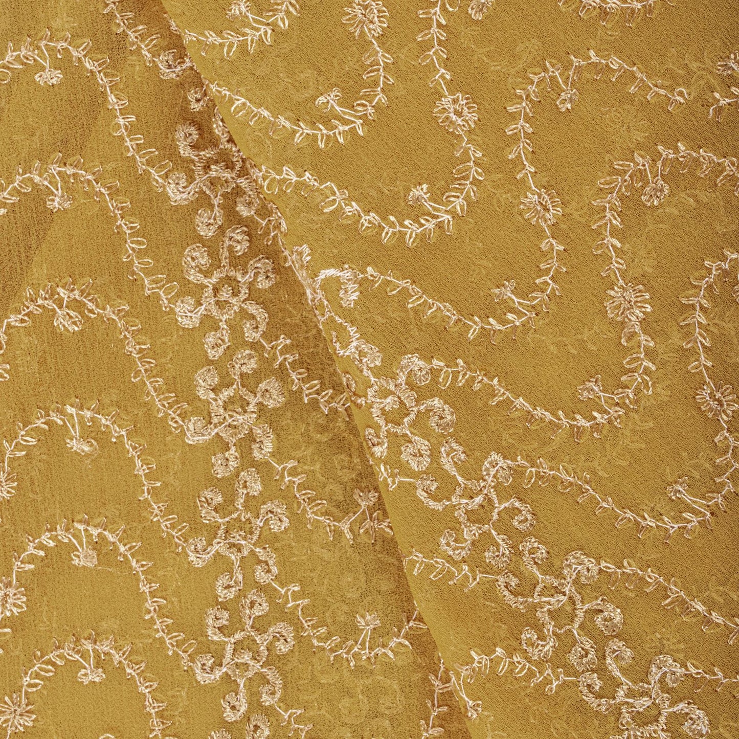 Sanskriti Vintage Dupatta/Stole Yellow Georgette Embroidered Indian Wedding Veil