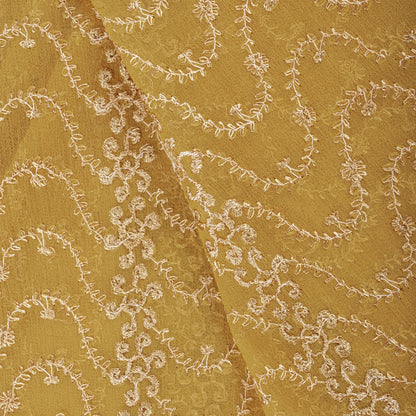 Sanskriti Vintage Dupatta/Stole Yellow Georgette Embroidered Indian Wedding Veil