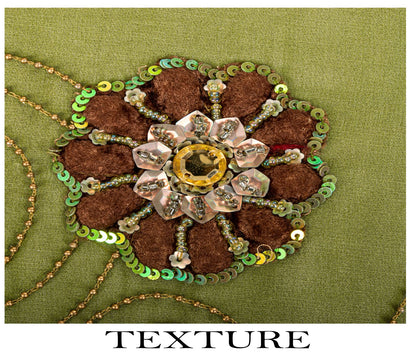 Sanskriti Vintage Dupatta/Stole Green Pure Georgette Silk Hand Beaded IndianVeil