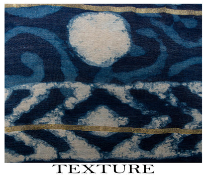 Sanskriti Vintage Dupatta/Stole Blue Cotton Batik Work Chanderi Zari Woven Veil