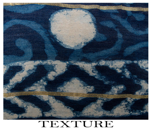 Sanskriti Vintage Dupatta/Stole Blue Cotton Batik Work Chanderi Zari Woven Veil