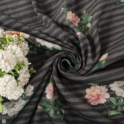 Sanskriti Vintage Dupatta/Stole Black Pure Cotton Digital Printed Floral Veil