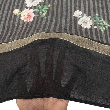 Sanskriti Vintage Dupatta/Stole Black Pure Cotton Digital Printed Floral Veil