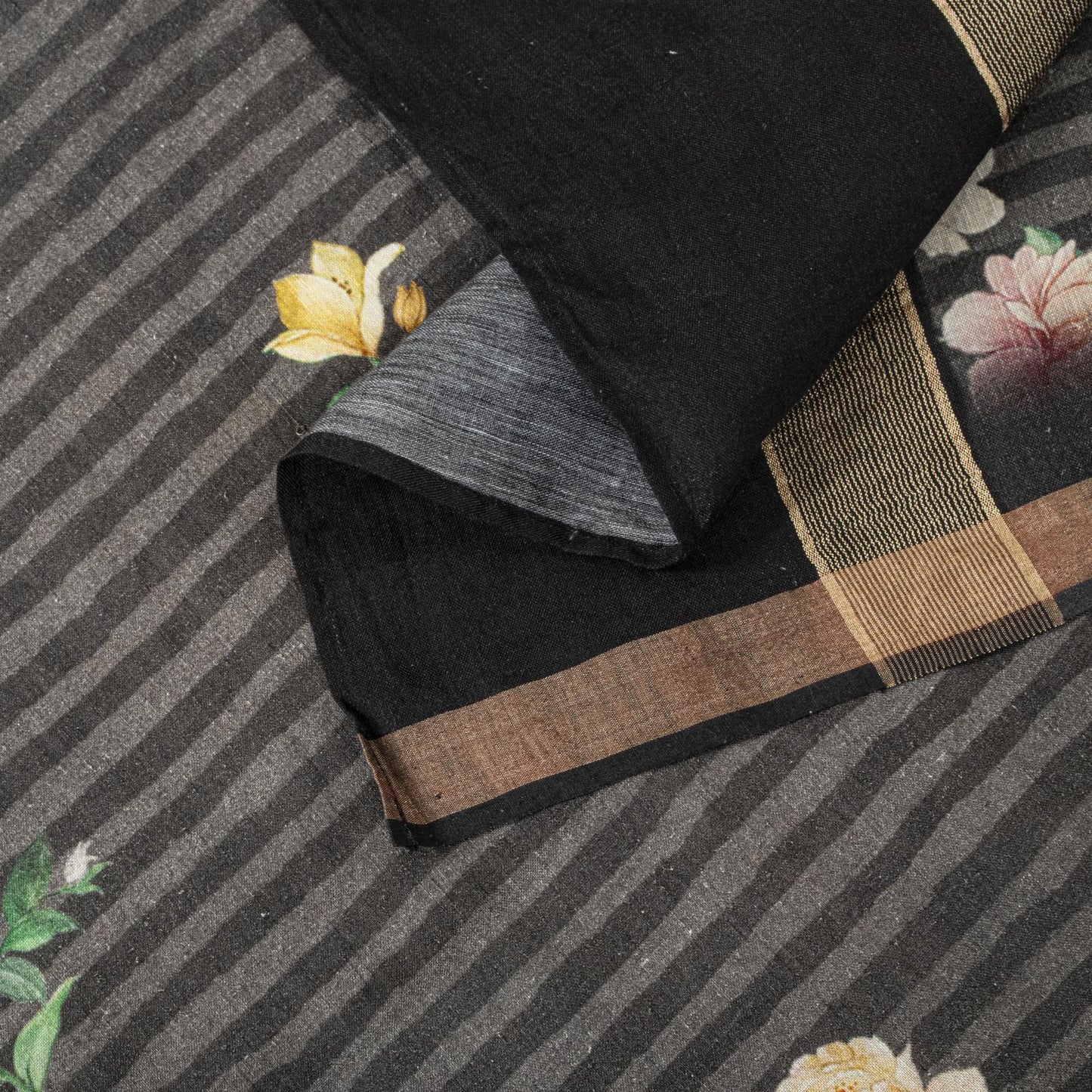 Sanskriti Vintage Dupatta/Stole Black Pure Cotton Digital Printed Floral Veil