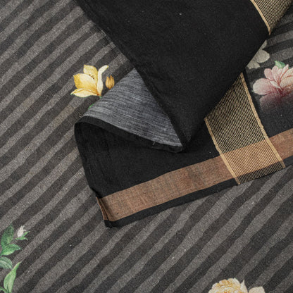 Sanskriti Vintage Dupatta/Stole Black Pure Cotton Digital Printed Floral Veil