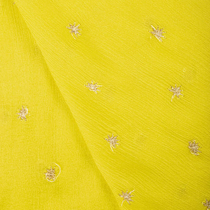 Sanskriti Vintage Dupatta/Stole Yellow Pure Chiffon Embroidered Sequins LaceVeil