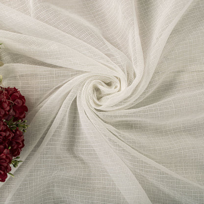 Sanskriti Vintage Dupatta/Stole White Blend Cotton Kota Woven-Embroidered Veil