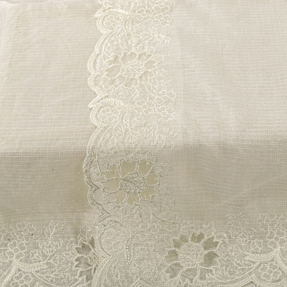 Sanskriti Vintage Dupatta/Stole White Blend Cotton Kota Woven-Embroidered Veil