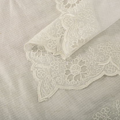 Sanskriti Vintage Dupatta/Stole White Blend Cotton Kota Woven-Embroidered Veil