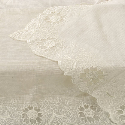 Sanskriti Vintage Dupatta/Stole White Blend Cotton Kota Woven-Embroidered Veil