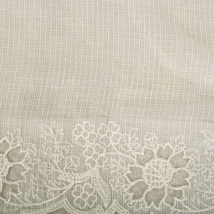 Sanskriti Vintage Dupatta/Stole White Blend Cotton Kota Woven-Embroidered Veil