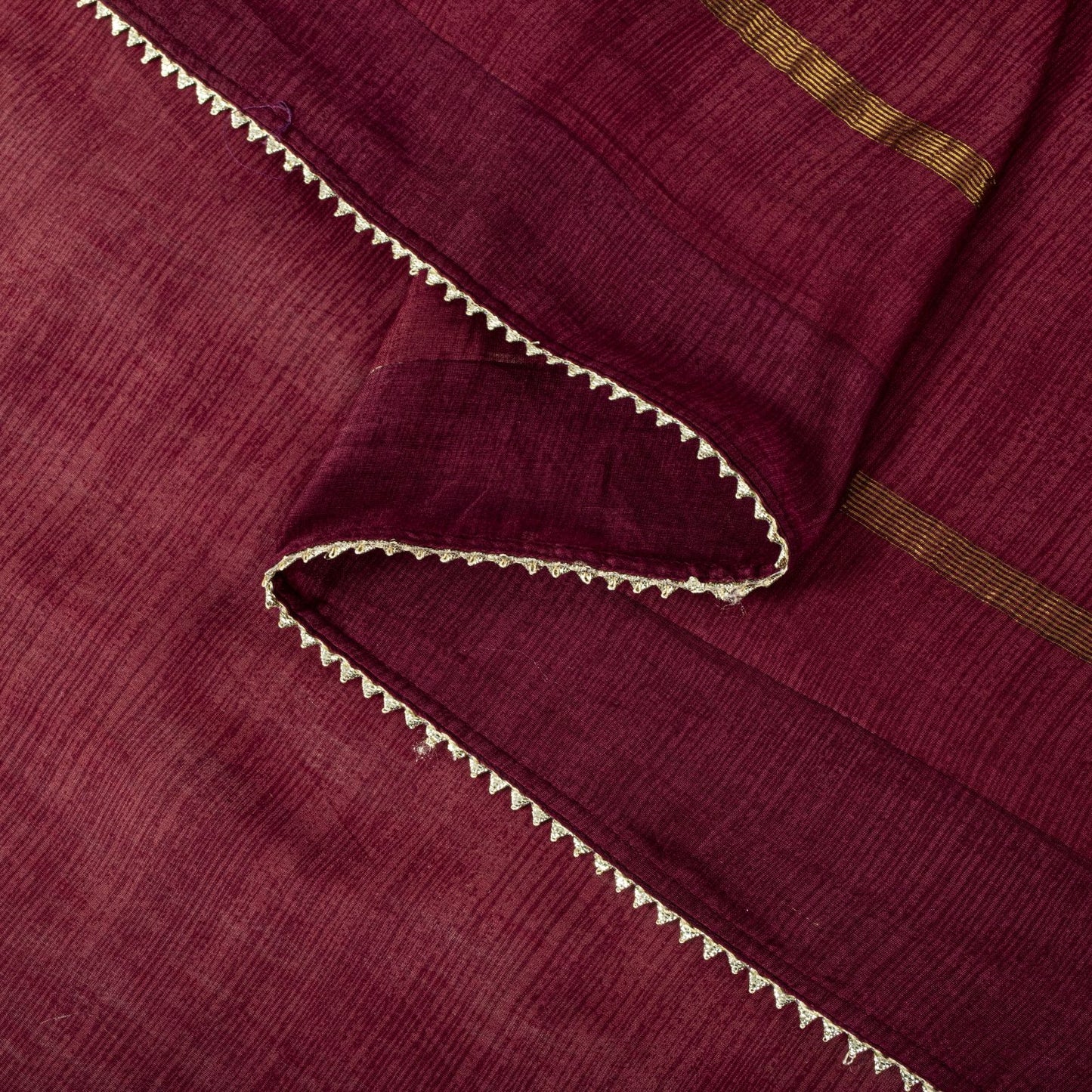 Sanskriti Vintage Dupatta/Stole Red Cotton Silk Maheshwari Zari Border-PrintVeil
