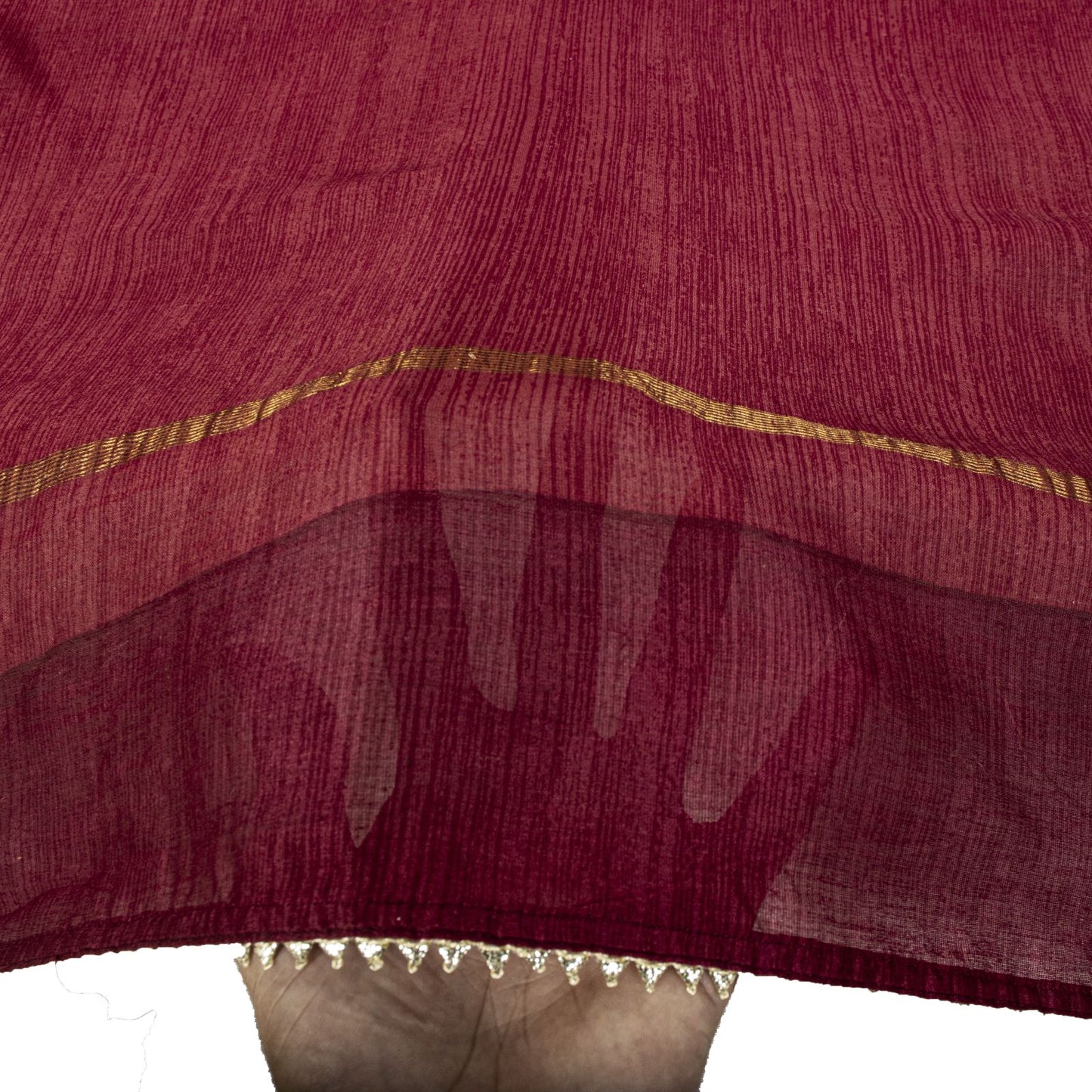 Sanskriti Vintage Dupatta/Stole Red Cotton Silk Maheshwari Zari Border-PrintVeil