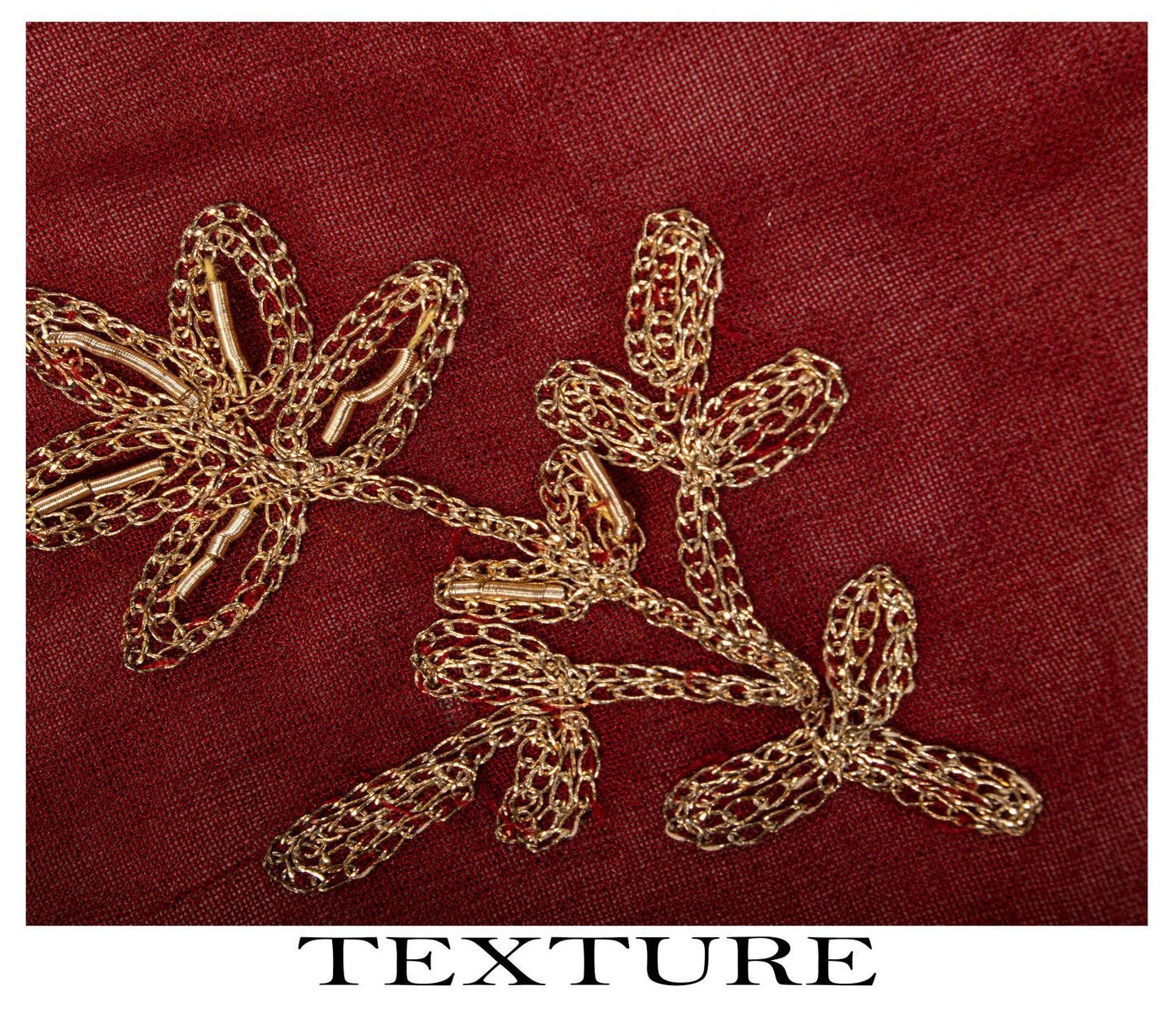 Sanskriti Vintage Dupatta/Stole Maroon Georgette Hand Embroidered Zardozi Veil