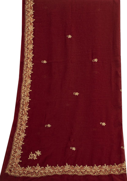Sanskriti Vintage Dupatta/Stole Maroon Georgette Hand Embroidered Zardozi Veil