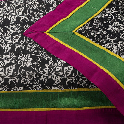 Sanskriti Vintage Dupatta/Stole Black Pure Georgette Printed-Fabric Patch Veil