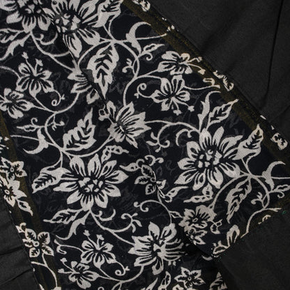 Sanskriti Vintage Dupatta/Stole Black Pure Georgette Printed-Fabric Patch Veil