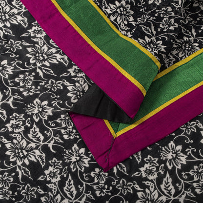 Sanskriti Vintage Dupatta/Stole Black Pure Georgette Printed-Fabric Patch Veil