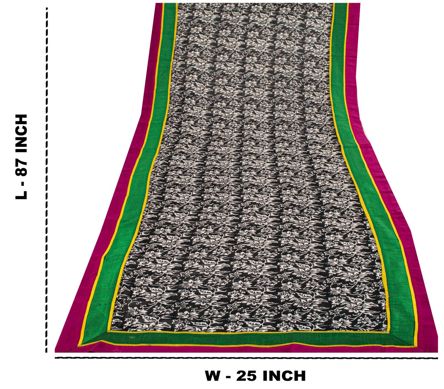 Sanskriti Vintage Dupatta/Stole Black Pure Georgette Printed-Fabric Patch Veil