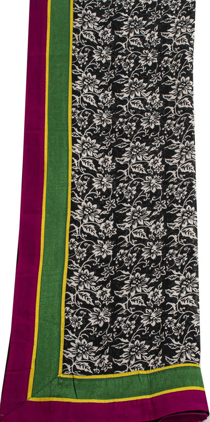 Sanskriti Vintage Dupatta/Stole Black Pure Georgette Printed-Fabric Patch Veil