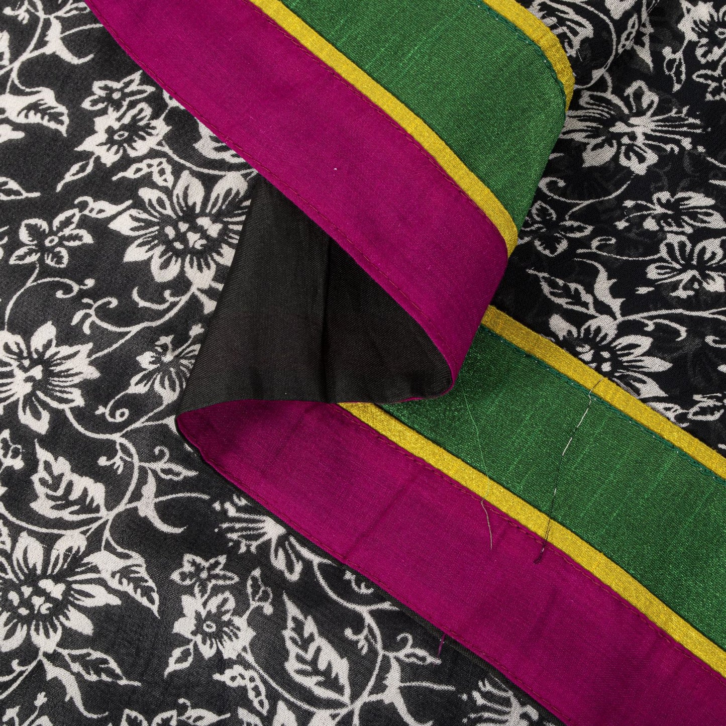 Sanskriti Vintage Dupatta/Stole Black Pure Georgette Printed-Fabric Patch Veil
