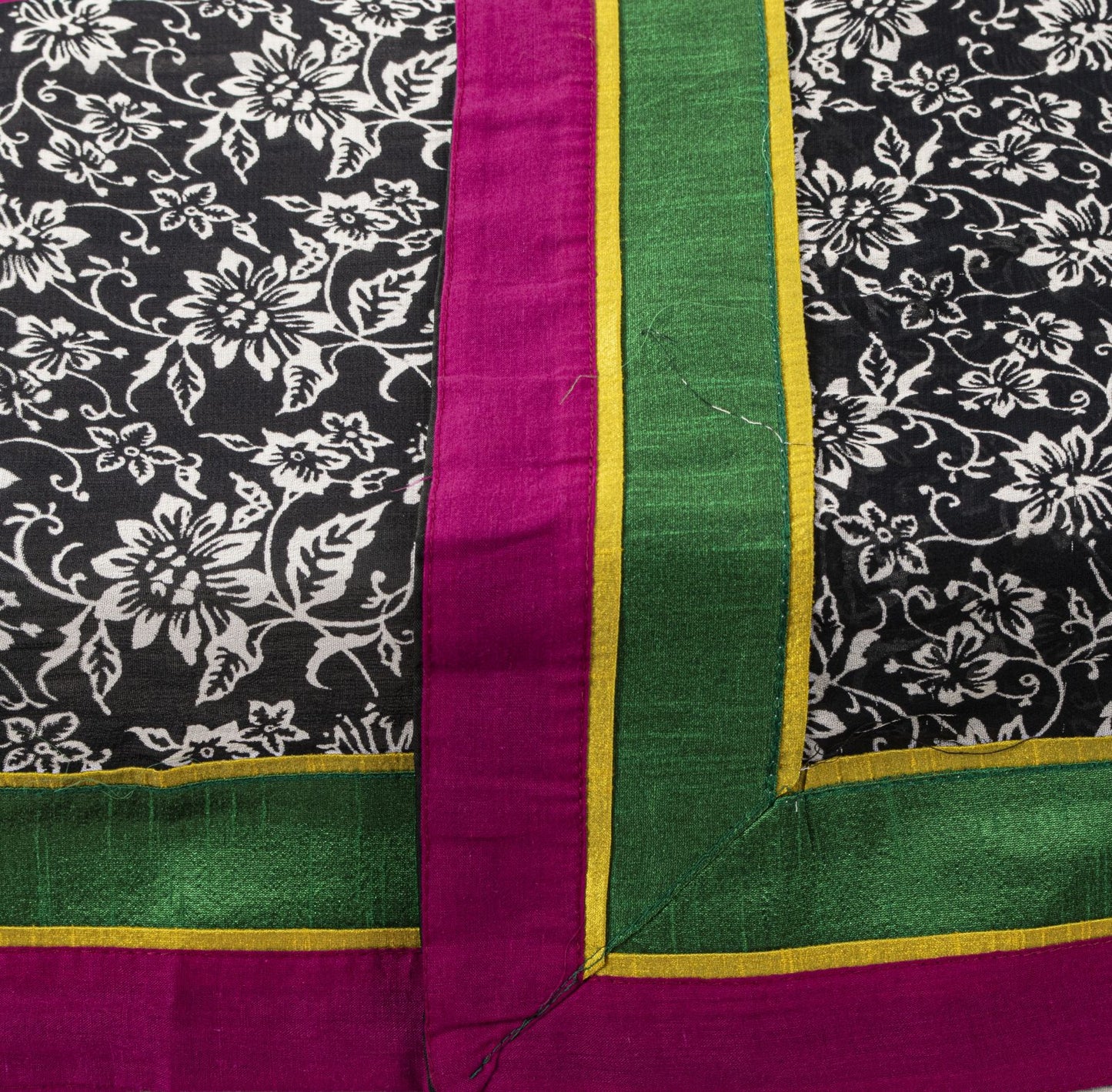 Sanskriti Vintage Dupatta/Stole Black Pure Georgette Printed-Fabric Patch Veil