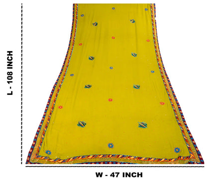Sanskriti Vintage Dupatta/Stole Green Pure Georgette Hand Embroidered IndianVeil