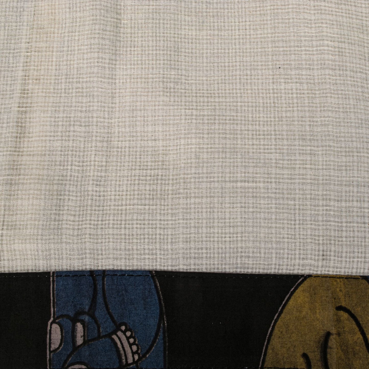 Sanskriti Vintage Dupatta/Stole White Cotton Silk Kota Hand Woven-Patch Veil