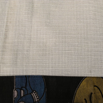 Sanskriti Vintage Dupatta/Stole White Cotton Silk Kota Hand Woven-Patch Veil
