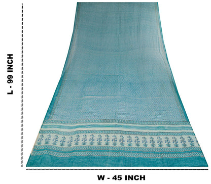 Sanskriti Vintage Dupatta/Stole Blue Pure Cotton Kota Woven-Block Printed Veil