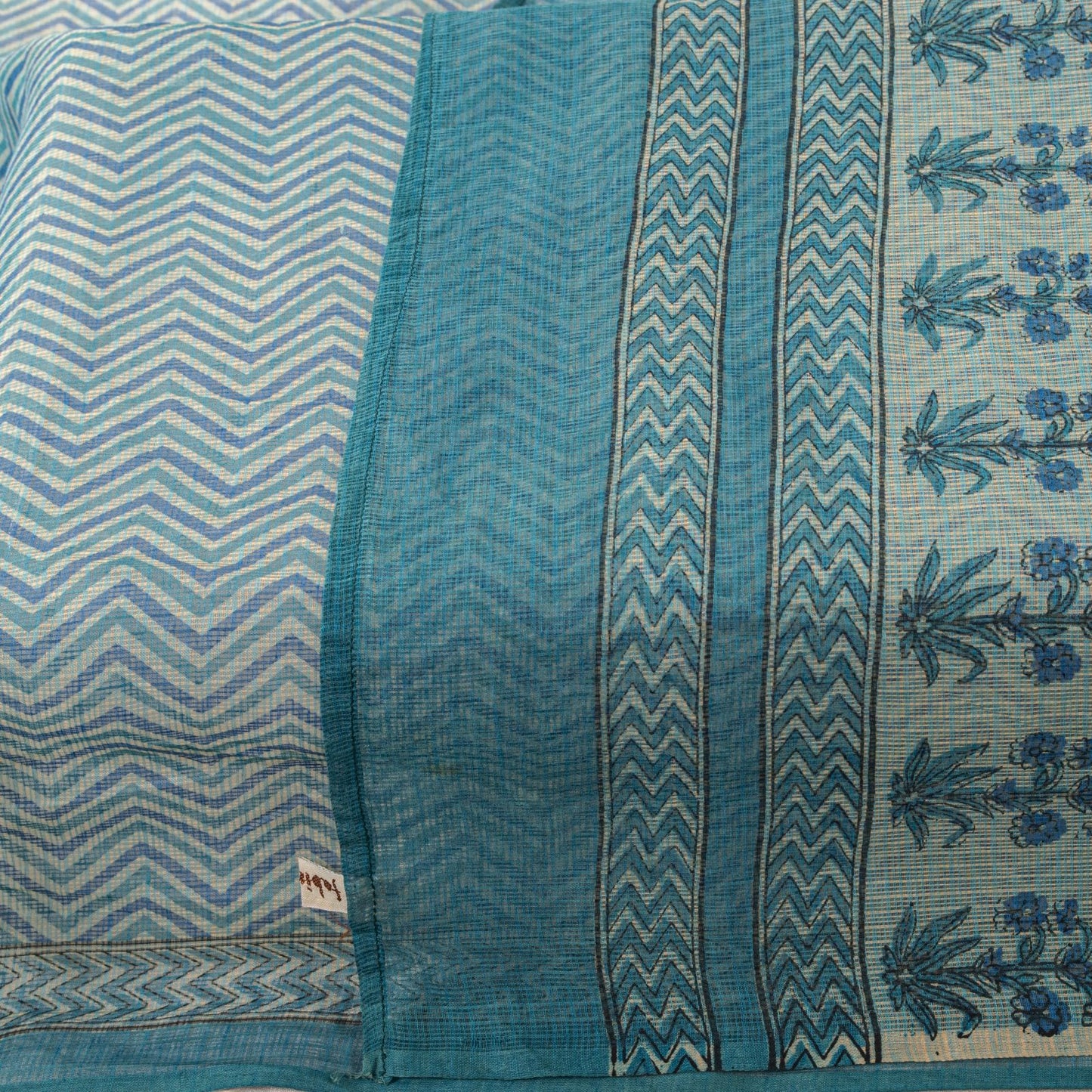 Sanskriti Vintage Dupatta/Stole Blue Pure Cotton Kota Woven-Block Printed Veil