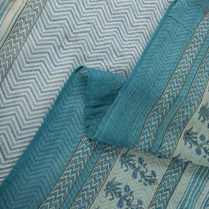 Sanskriti Vintage Dupatta/Stole Blue Pure Cotton Kota Woven-Block Printed Veil
