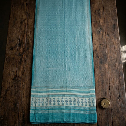 Sanskriti Vintage Dupatta/Stole Blue Pure Cotton Kota Woven-Block Printed Veil
