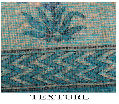 Sanskriti Vintage Dupatta/Stole Blue Pure Cotton Kota Woven-Block Printed Veil