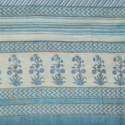 Sanskriti Vintage Dupatta/Stole Blue Pure Cotton Kota Woven-Block Printed Veil
