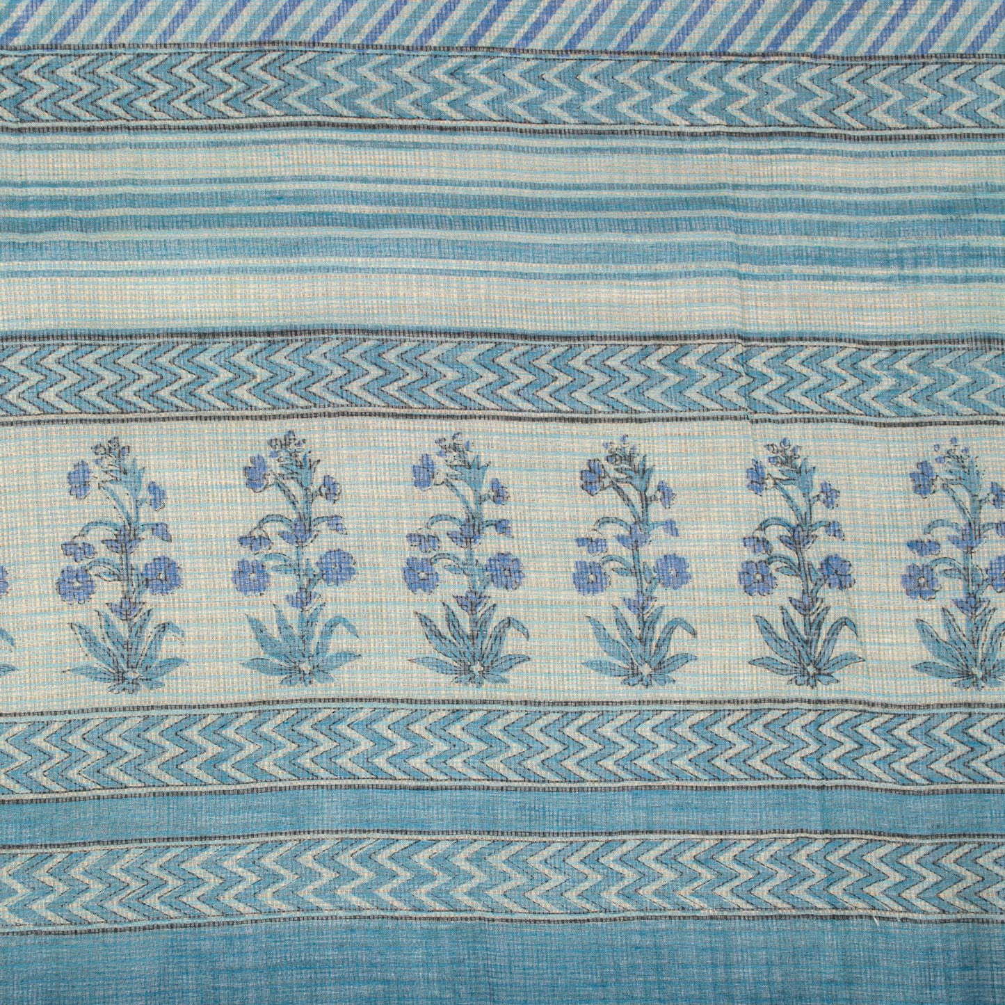 Sanskriti Vintage Dupatta/Stole Blue Pure Cotton Kota Woven-Block Printed Veil