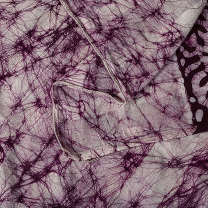 Sanskriti Vintage Dupatta/Stole Wine Pure Cotton Batik Work Abstract Indian Veil