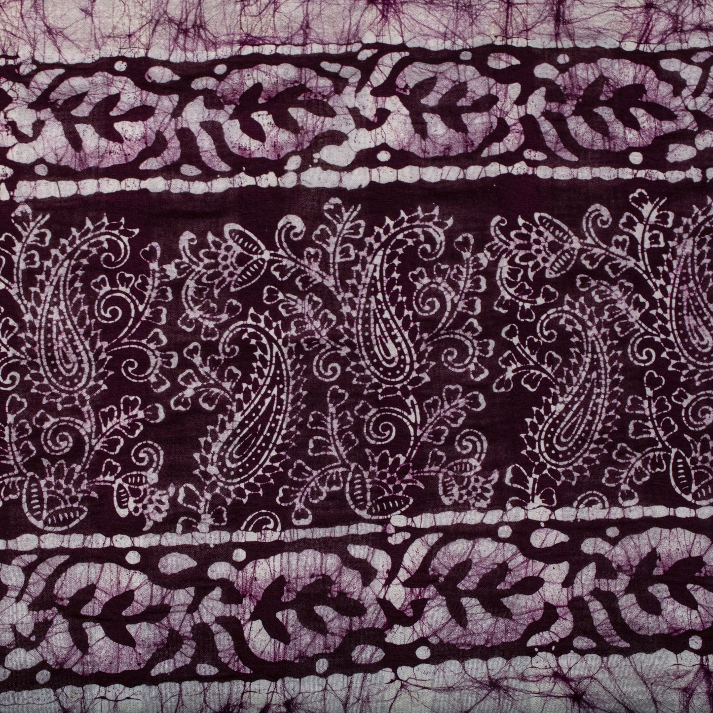 Sanskriti Vintage Dupatta/Stole Wine Pure Cotton Batik Work Abstract Indian Veil