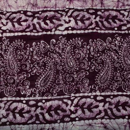 Sanskriti Vintage Dupatta/Stole Wine Pure Cotton Batik Work Abstract Indian Veil