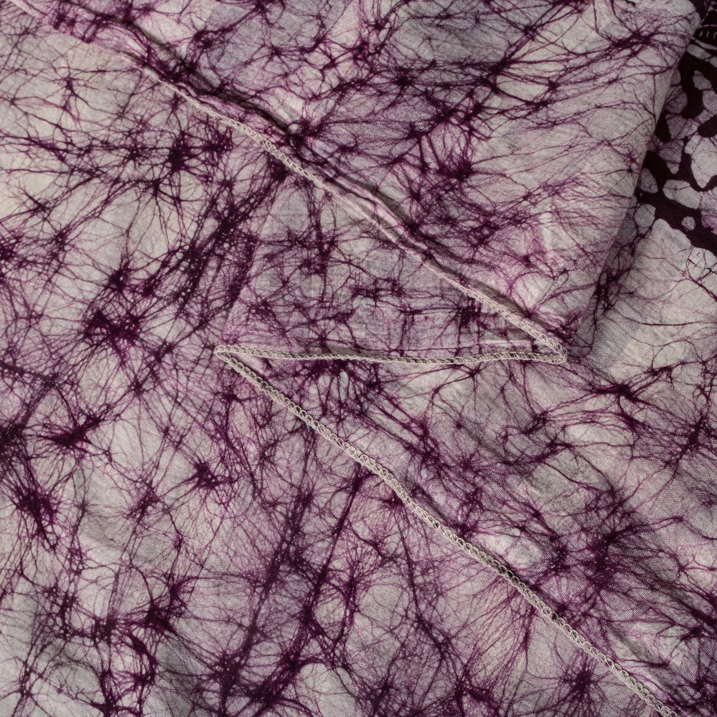 Sanskriti Vintage Dupatta/Stole Wine Pure Cotton Batik Work Abstract Indian Veil