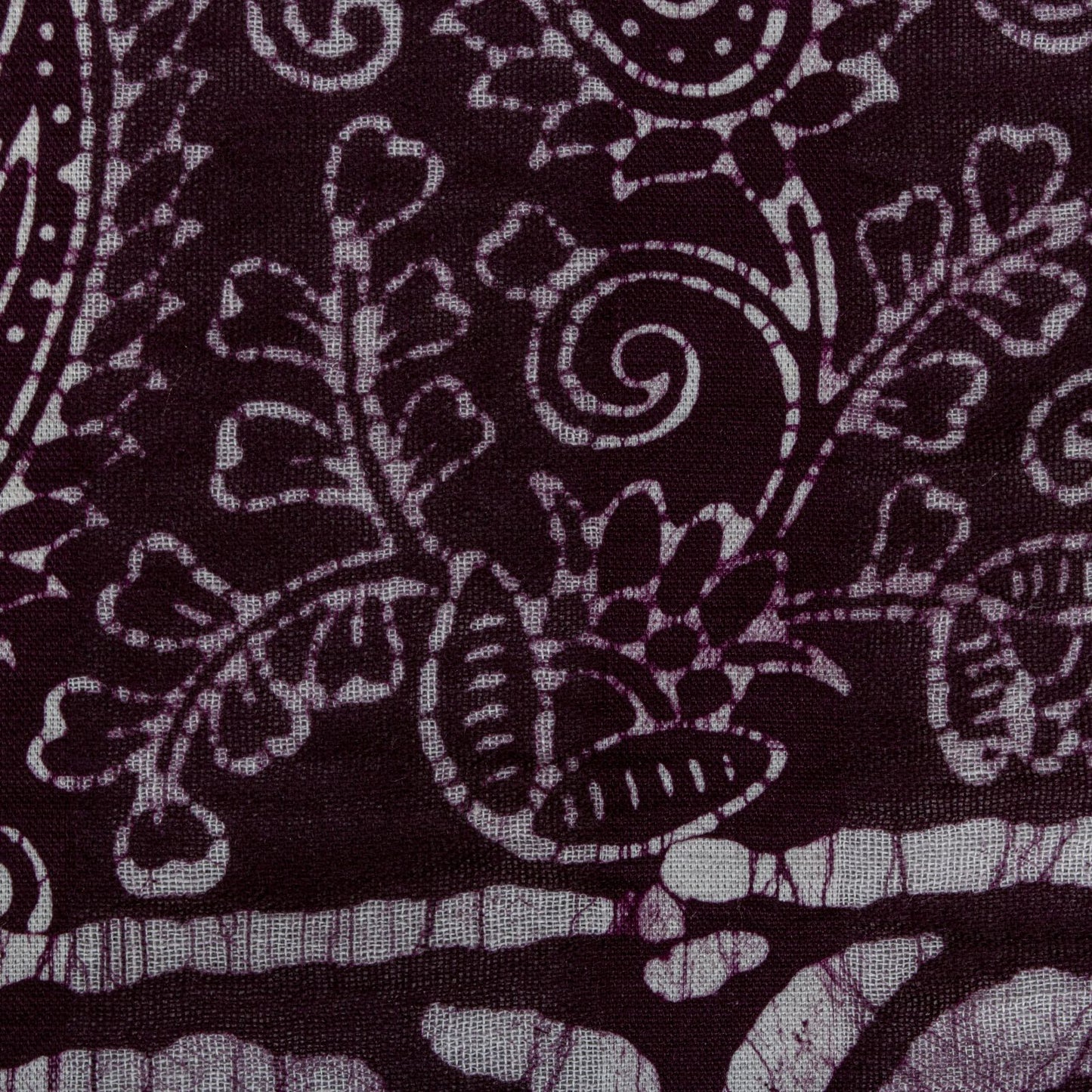 Sanskriti Vintage Dupatta/Stole Wine Pure Cotton Batik Work Abstract Indian Veil