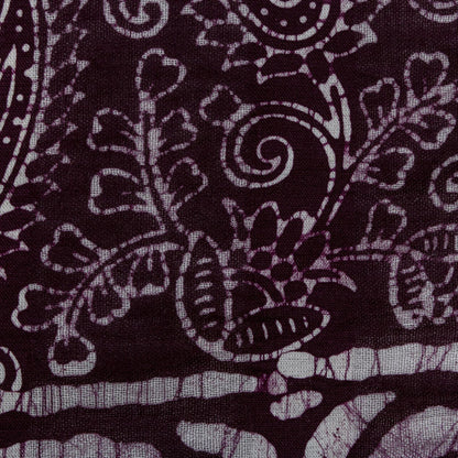 Sanskriti Vintage Dupatta/Stole Wine Pure Cotton Batik Work Abstract Indian Veil