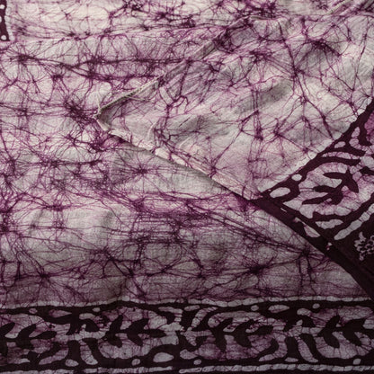 Sanskriti Vintage Dupatta/Stole Wine Pure Cotton Batik Work Abstract Indian Veil
