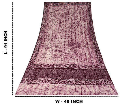 Sanskriti Vintage Dupatta/Stole Wine Pure Cotton Batik Work Abstract Indian Veil