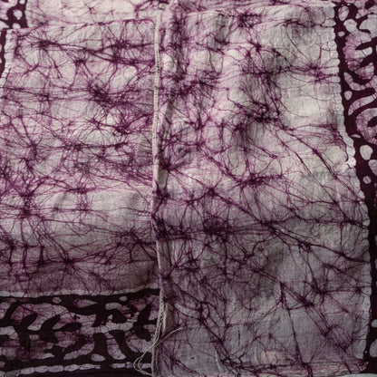 Sanskriti Vintage Dupatta/Stole Wine Pure Cotton Batik Work Abstract Indian Veil