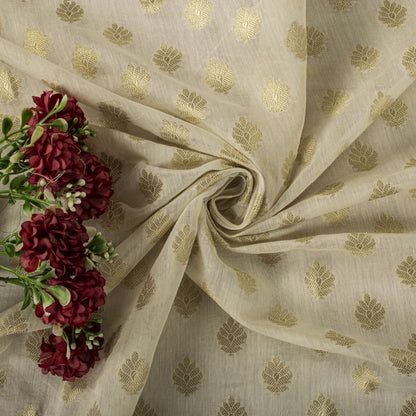 Sanskriti Vintage Dupatta/Stole OffWhite Blend Cotton Zari Woven Maheshwari Veil