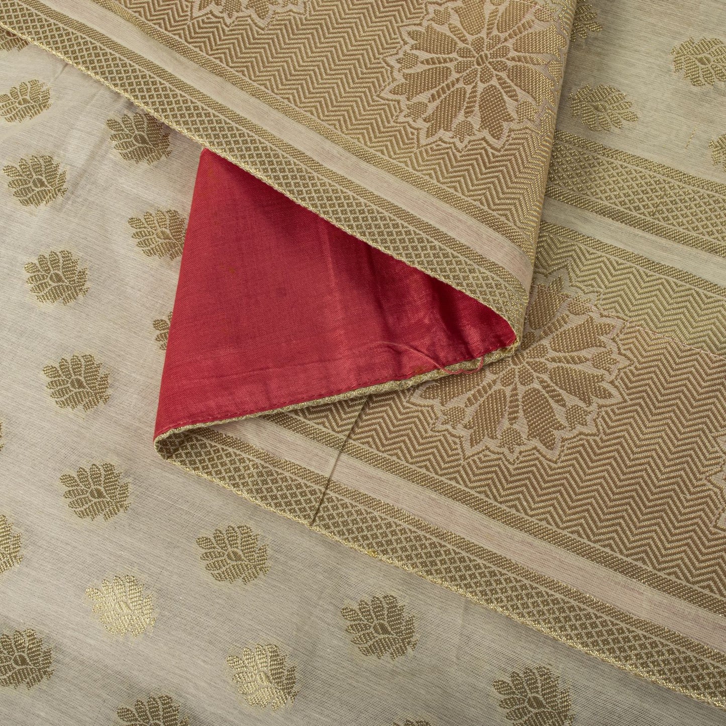 Sanskriti Vintage Dupatta/Stole OffWhite Blend Cotton Zari Woven Maheshwari Veil