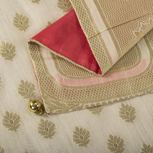 Sanskriti Vintage Dupatta/Stole OffWhite Blend Cotton Zari Woven Maheshwari Veil